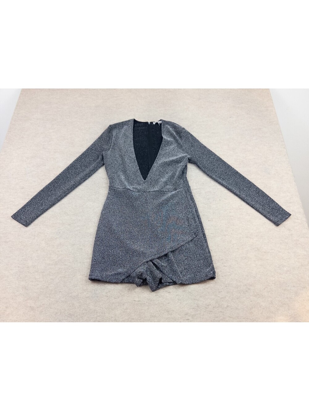 Charlotte Russe Metallic Long Sleeve Romper Size M